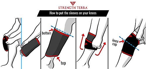 Strength Terra® Rodilleras Neopreno 7 mm para Halterofilia, Powerlifting, Weightlifting, Strongman, Musculación, 30 cm, Gran compresión, Soporte Squat, Vendaje de protección Rodilla, 1 par M