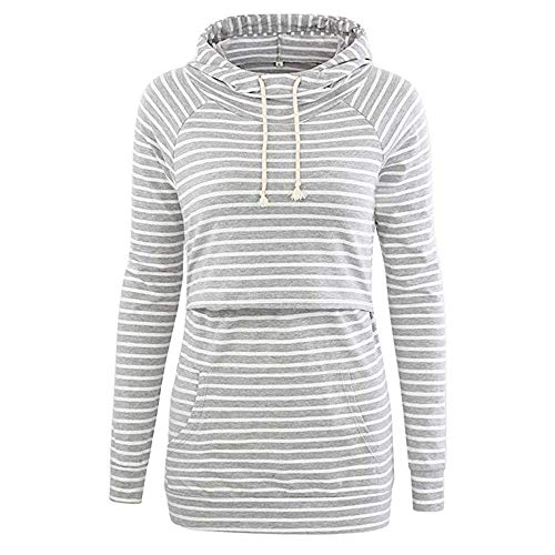 STRIR Camiseta De Mujeres Ropa para La Lactancia De Maternidad De Raya para Mujeres Las Mujeres Embarazadas Maternidad EnfermeríA Raya Lactancia Top Camiseta Blusa CóModo Y Elegante (L, Gris-B)