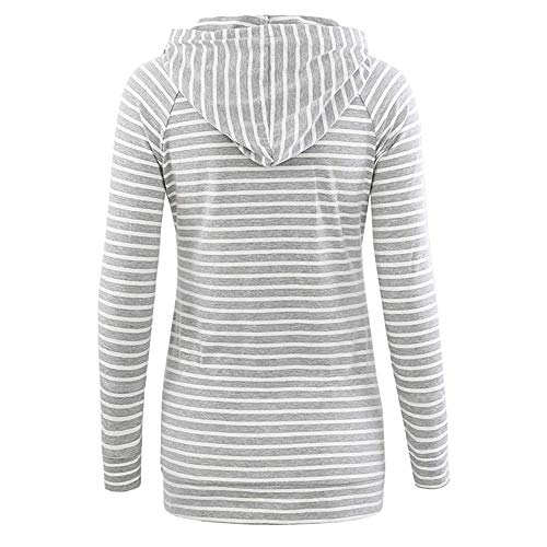 STRIR Camiseta De Mujeres Ropa para La Lactancia De Maternidad De Raya para Mujeres Las Mujeres Embarazadas Maternidad EnfermeríA Raya Lactancia Top Camiseta Blusa CóModo Y Elegante (L, Gris-B)