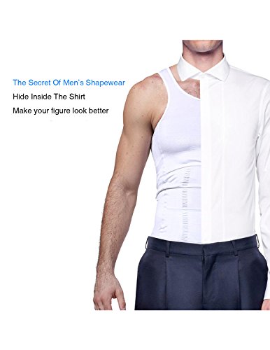 STTLZMC Faja Chaleco Hombre Adelgazante Reductora Compresion Elástica de Ropa Interior M-XXXL,Blanco,Small