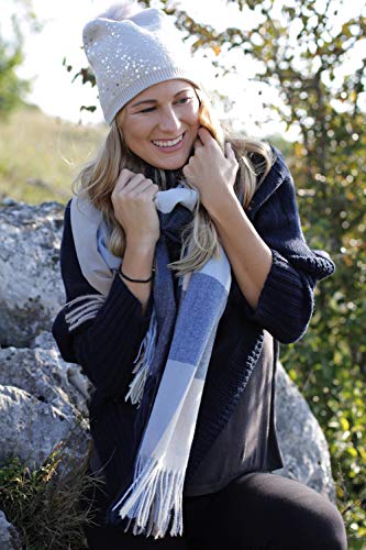 styleBREAKER Bufanda de cuadros escoceses suaves unisex con largos flecos, a cuadros, de invierno, robada 01017110, color:Rojo-negro-blanco