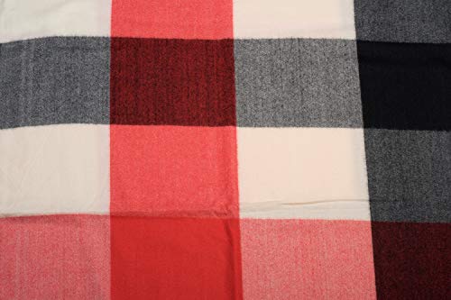 styleBREAKER Bufanda de cuadros escoceses suaves unisex con largos flecos, a cuadros, de invierno, robada 01017110, color:Rojo-negro-blanco