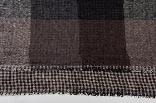 styleBREAKER fular de tubo con motivo a cuadros cálido con deshilachados, unisex 01018037, color:Gris-Negro