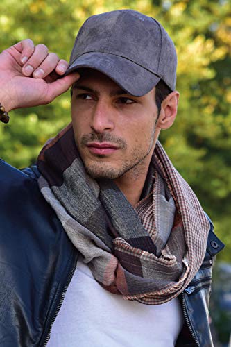 styleBREAKER fular de tubo con motivo a cuadros cálido con deshilachados, unisex 01018037, color:Gris-Negro