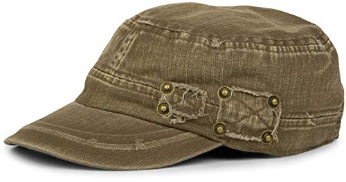 styleBREAKER Gorra Militar en Apariencia gastada, Vintage, Ajustable, Unisex 04023011, Color:Verde Oliva-Marrón