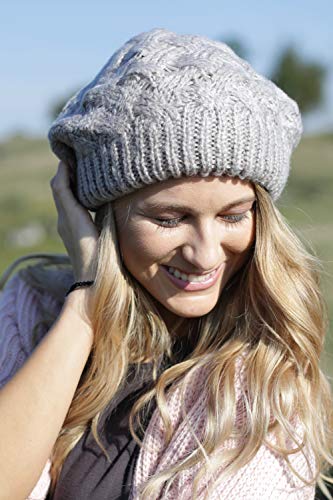 styleBREAKER Gorro de Punto para Damas con Trenza, Invierno, Boina, Gorra Francesa 04024166, Color:Gris