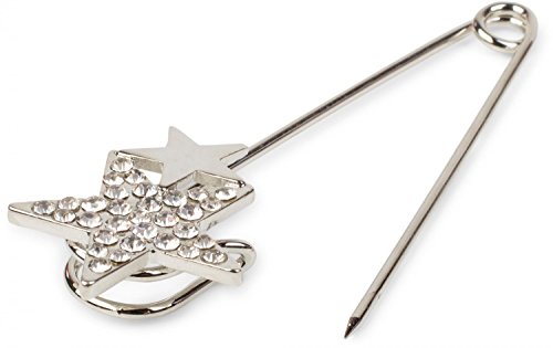 styleBREAKER imperdible de decoración para Ponchos, pañuelos o chales, aplicación de Estrella recubierta de estrás, imperdible, señora 05050021, Color:Plata