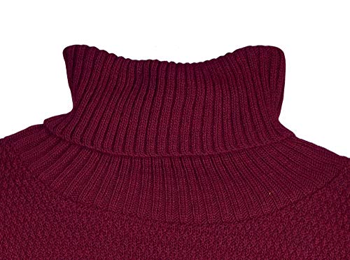 styleBREAKER Jersey de Punto Sobredimensionado de Mujer con Motivo Perlado y Manga Larga, Cuello Cisne, Poncho, Talla única 08010065, Color:Burdeos-Violeta