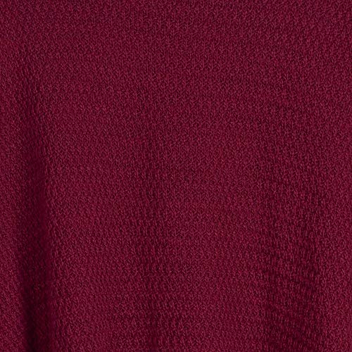 styleBREAKER Jersey de Punto Sobredimensionado de Mujer con Motivo Perlado y Manga Larga, Cuello Cisne, Poncho, Talla única 08010065, Color:Burdeos-Violeta