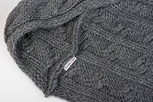 styleBREAKER Poncho de Punto con Motivo Trenzado, Poncho de Punto con Cuello Redondo, Punto Grueso, señora 08010040, Color:Azul Medianoche/Azul Oscuro