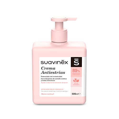 Suavinex - Crema Embarazo Antiestrías para Embarazadas, Previene Estrías y Potencia Elasticidad, Apta para Pieles Sensibles con olor, 500ml