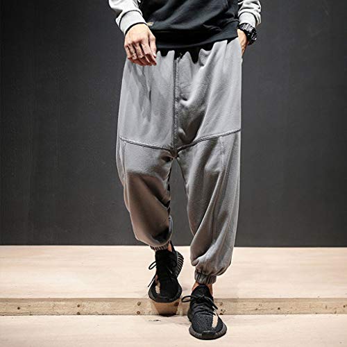 Subfamily Hip Hop Terry Casual Street Sports Sports Beam Harén Pantalones, Moda Hip Hop Terry Casual Street Sports Beam Foot Harem Pantalones Gris L