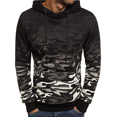 Sudadera Camuflaje Sudaderas con Capucha Hombre Deportivas Larga Basicas Oversize Hoodies Sudaderas con Gorro Largas Casual Anchas Chico Chandal Jersey Caballero Militar Invierno Chulas Gris Claro L