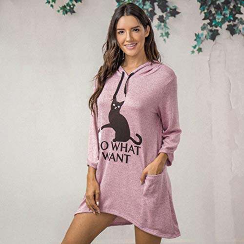 Sudadera con Capucha Cortas para Mujer Adolescentes Chicas Irregular Estampado Orejas de Gato Otoño-Invierno Jersey Manga Larga Suéter Abrigo Hoodie Pullover riou