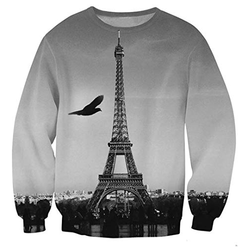 Sudadera con Capucha de la Torre Eiffel para Hombre Sudadera con Capucha 3D Homme Otoño Invierno de Manga Larga Jerseys Sueltos Tops Men Sweatshirts 5XL