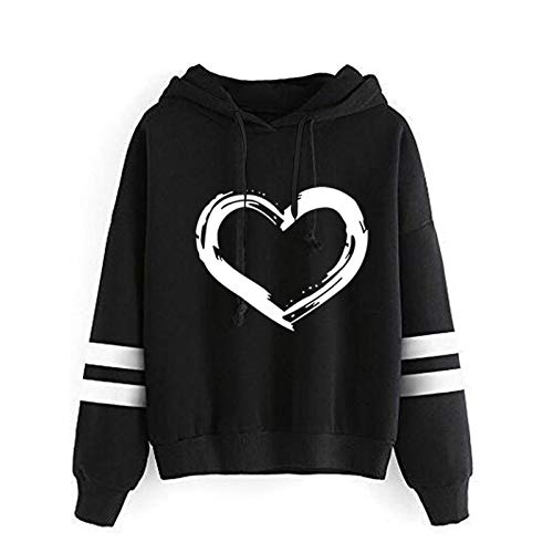 Sudadera con Capucha de Manga Larga con Estampado de Corazones para Mujer Deporte Sudaderas Mujer Tumblr Invierno Anchas