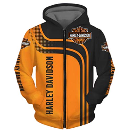 Sudadera con Capucha De Manga Larga Unisex 3D Digital International H.a.r.l.e.y Davidson Logo Print Sudadera Casual Sudadera (1,S)