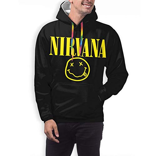 Sudadera con Capucha para Hombre, suéter para jóvenes y Adultos, Manga Larga, Secado rápido, Salvaje, Informal, Hip Hop Nirvana- Smiley Logo