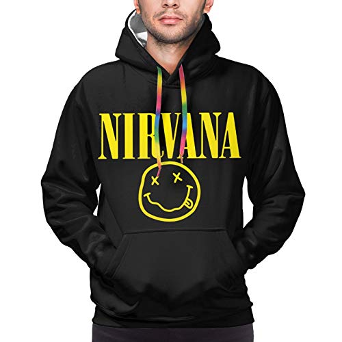 Sudadera con Capucha para Hombre, suéter para jóvenes y Adultos, Manga Larga, Secado rápido, Salvaje, Informal, Hip Hop Nirvana- Smiley Logo