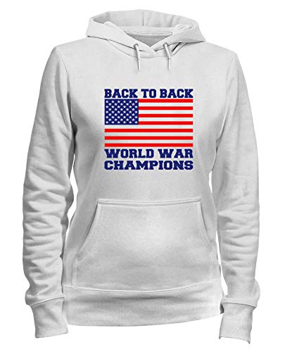 Sudadera con Capucha para Las Mujeras Blanca GEN0528 Back TO Back World War Champions