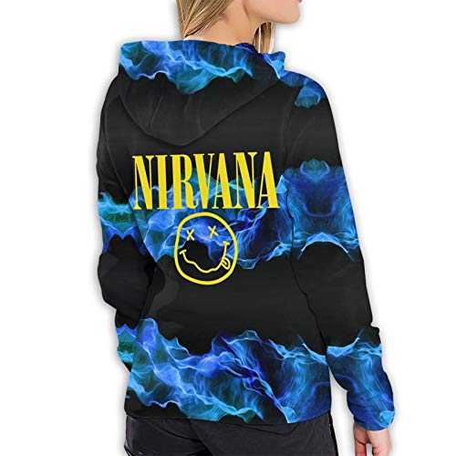 Sudadera con Capucha para Mujer Pullover con Estampado Completo N-I-R-V-A-N-A- Jersey con Estampado 3D para niña Sudaderas activas con Bolsillos Suéteres