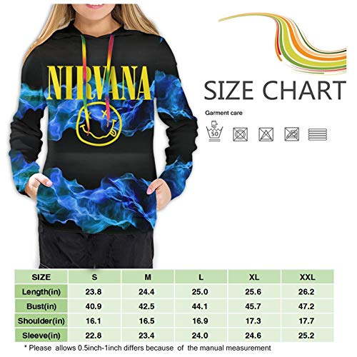 Sudadera con Capucha para Mujer Pullover con Estampado Completo N-I-R-V-A-N-A- Jersey con Estampado 3D para niña Sudaderas activas con Bolsillos Suéteres