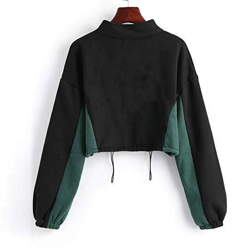 Sudadera con Capucha para Mujer,Moda Manga Larga Casual Patchwork Sudaderas de Cremallera Invierno Suéter Largo Mujer Jersey Mujer Tumblr Primavera Blusa Tops Abrigo Deportiva vpass