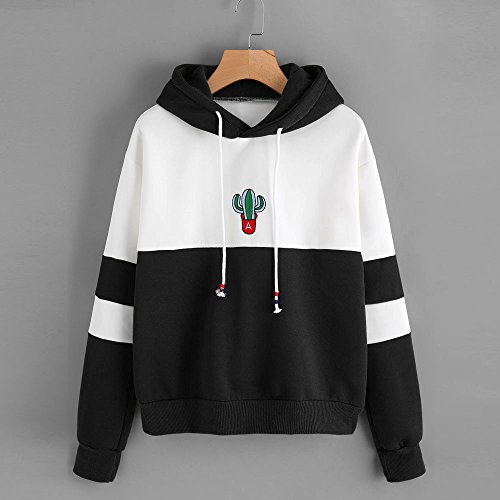 Sudadera con Capucha Sudadera Mujeres Manga Larga Sudadera con Capucha Estampado Cactus Blusa Tops Type B