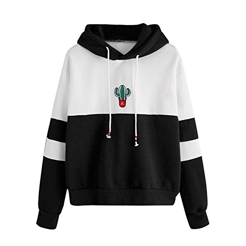 Sudadera con Capucha Sudadera Mujeres Manga Larga Sudadera con Capucha Estampado Cactus Blusa Tops Type B