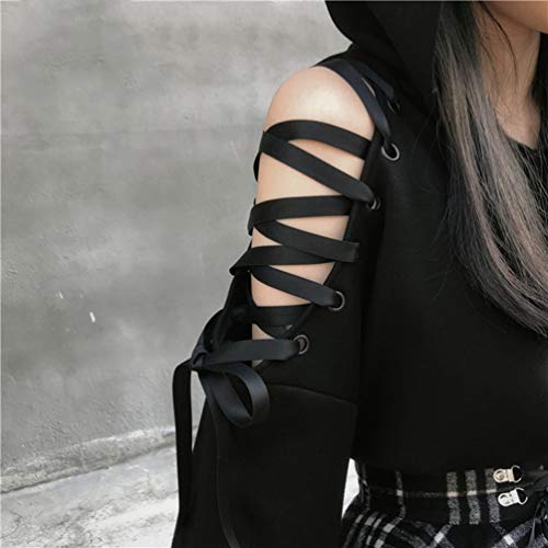 Sudadera de Manga Larga para Mujer, diseño de Orejas de Gato, Color Negro Negro Negro (S