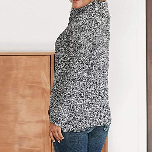 Sudadera de Mujer Básica Knit Love Suéter Moda O-Cuello Otoño Invierno de Gran tamaño Chaqueta de Deporte de los Deportes Manga Larga Irregular Jerséis riou