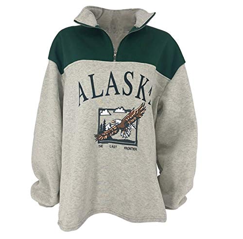 Sudadera de mujer con estampado Alaska, manga larga, estilo hip hop Verde S