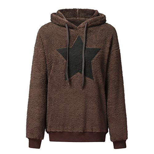 Sudadera Mujer Caliente y Esponjoso Felpa Estampada De Manga Larga Chaqueta con Capucha Jersey de Bolsillo Mujer Otoño-Invierno Talla Grande Hoodie Pullover Abrigo riou