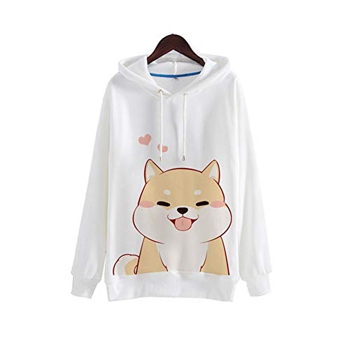 Sudadera Mujer Capucha, K-Youth Mujer Sudaderas con Capucha Manga Larga Sudaderas Tumblr Mujer Casual Kawaii Animal Blusa Tops 2018 Otoño Invierno Hoodie Sweatshirt Chicas(Blanco, S)