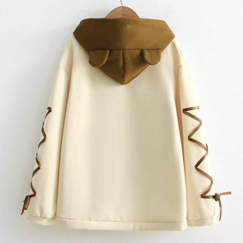 Sudadera Mujer Capucha, K-Youth Mujer Sudaderas con Capucha Manga Larga Sudaderas Tumblr Mujer Otoño Invierno Kawaii Bear Letras Blusa Tops Moda Hoodie Sweatshirt Chicas(Amarillo, S)