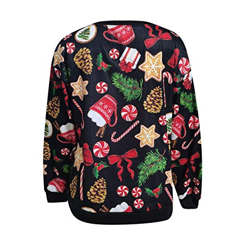 Sudadera Navidad Sudaderas Navideñas Mujer Jersey Navideño Pullover Navidad Jerseys Navideños Mujer Talla Grande Jersey Feo Arbol Navidad Frikis Chica Tallas Grandes Christmas Jumper Navidad Negro M