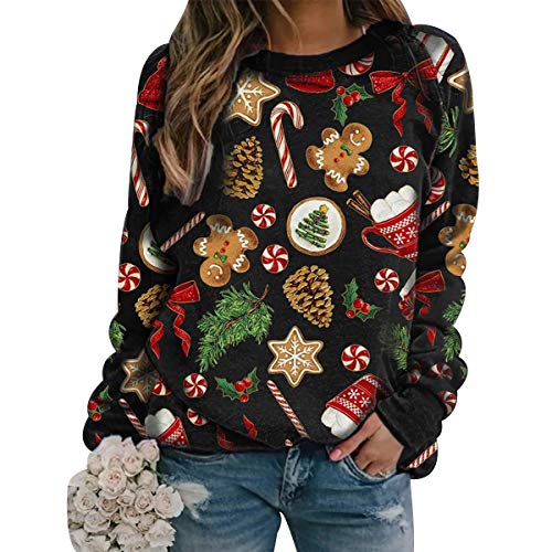 Sudadera Navidad Sudaderas Navideñas Mujer Jersey Navideño Pullover Navidad Jerseys Navideños Mujer Talla Grande Jersey Feo Arbol Navidad Frikis Chica Tallas Grandes Christmas Jumper Navidad Negro M