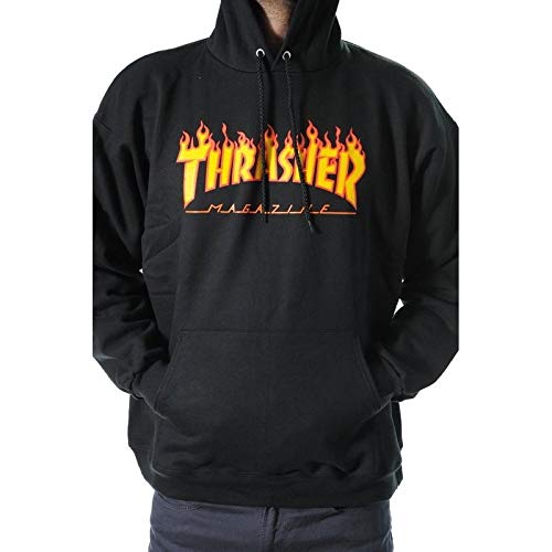 Sudadera negra con capucha Thrasher Flame negro L