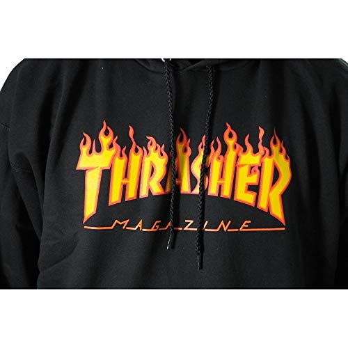 Sudadera negra con capucha Thrasher Flame negro L