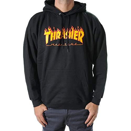 Sudadera negra con capucha Thrasher Flame negro L