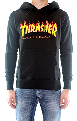 Sudadera negra con capucha Thrasher Flame negro S