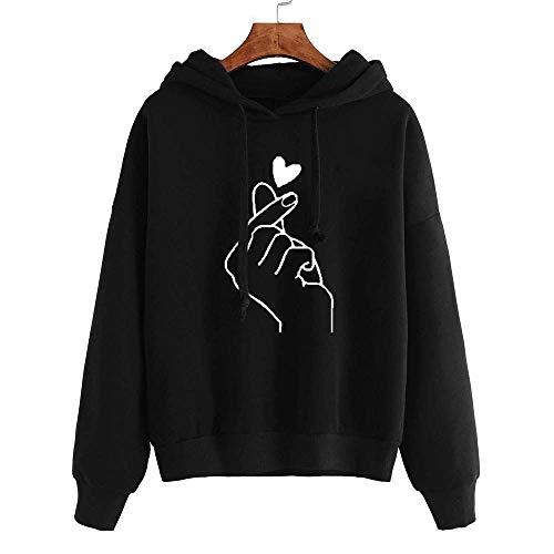 Sudadera para Mujer,riou Sudadera con Capucha Adolescentes Chica Estampado Amor Manga Larga Tops Suéter Abrigo Jersey Mujer Otoño-Invierno Camiseta Hoodie Pullover