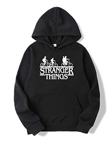 Sudadera Stranger Things Mujer, Sudadera Stranger Things 3 Niña Stranger Things Sudadera de Deporte Hombres Casual Niños Stranger Things Impresión Suéter Jersey (Negro-Blanco,M)