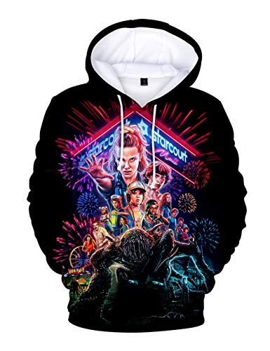 Sudadera Stranger Things Niña, Unisex Hombres Mujer Chicas 3D Impresión Sudadera Stranger Things Temporada 3 Niños Sudadera con Capucha Stranger Things de Fans Streetwear Sudaderas (F,XXS)
