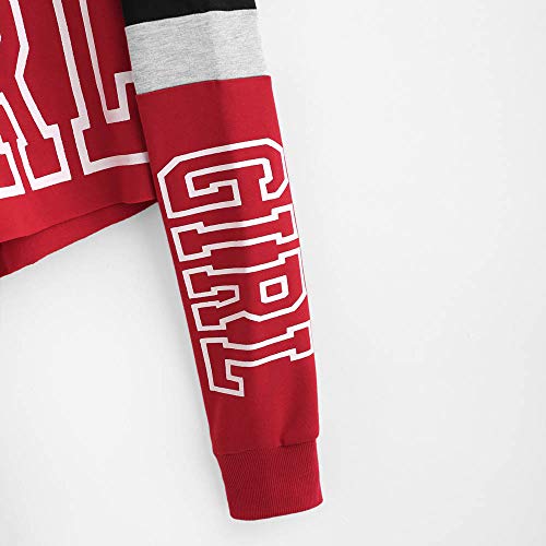 Sudaderas Adolescentes Chicas, Fossen Sudaderas Mujer Tumblr con Capucha - Emoticon Estampado Blusa Tops Camiseta de Manga Larga (Girl - Rojo, L)
