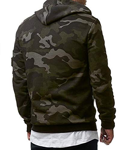 Sudaderas con Capucha Hombre Deportivas Sudadera Camuflaje Larga Basicas Oversize Hoodies Sudaderas con Gorro Largas Casual Anchas Chico Chandal Jersey con Capucha Caballero Militar Chulas Verde M
