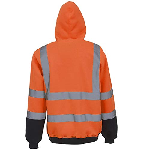 Sudaderas con Capucha Hombres SHOBDW Liquidación Venta Ropa de Trabajo en la Carretera High Visibility Tira Reflectante Manga Larga Tops Blusa Abrigos Hombre Invierno Tallas Grandes(Naranja,XL)