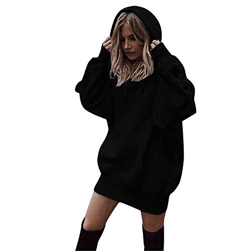 Sudaderas con Capucha Mujer Largas, Fossen Invierno Tumblr Sudaderas Anchas Bolsillo Camiseta de Manga Larga Blusa Tops Pullovers en Oferta y Marca