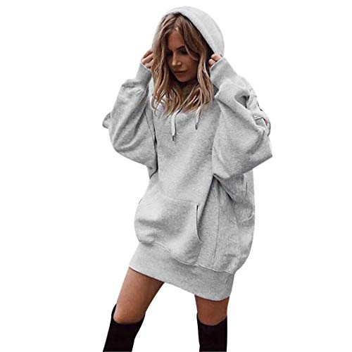 Sudaderas con Capucha Mujer Largas, Fossen Invierno Tumblr Sudaderas Anchas Bolsillo Camiseta de Manga Larga Blusa Tops Pullovers en Oferta y Marca