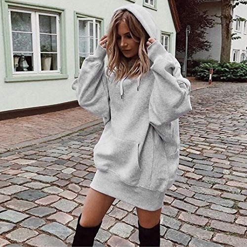 Sudaderas con Capucha Mujer Largas, Fossen Invierno Tumblr Sudaderas Anchas Bolsillo Camiseta de Manga Larga Blusa Tops Pullovers en Oferta y Marca
